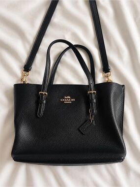 Coach Black Pebbled Leather Tote with Gold Hardware